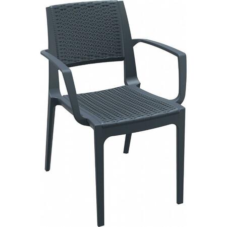 SIESTA Capri Resin Dining Arm Chair Dark Gray, 2PK ISP820-DG